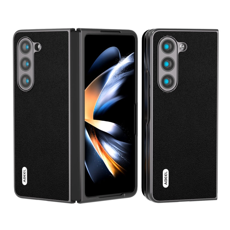 For Samsung Galaxy Z Fold5 ABEEL Genuine Leather Luolai Series Phone Case(Black) - free shipping - PMC TechLife - Order now!