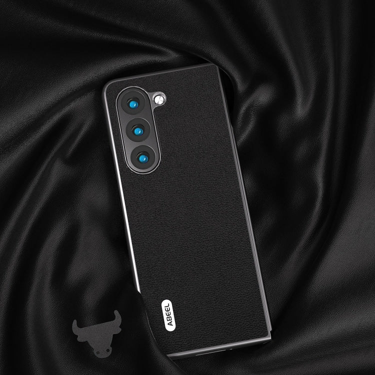 For Samsung Galaxy Z Fold5 ABEEL Genuine Leather Luolai Series Phone Case(Black) - free shipping - PMC TechLife - Order now!