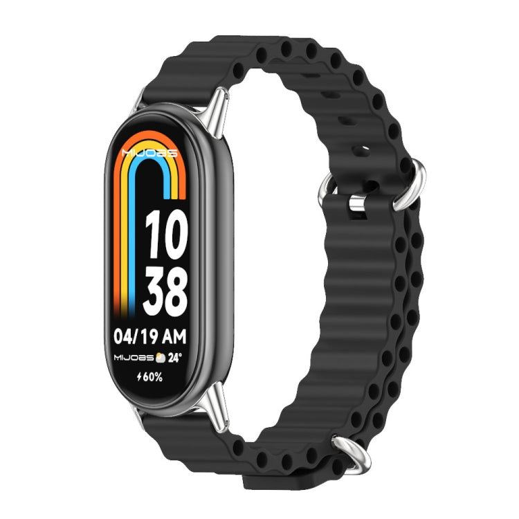 For Xiaomi Mi Band 8 / 9 / 9 NFC Mijobs Marine Silicone Breathable Watch Band(Black Silver) - Watch Bands by MIJOBS | Online Shopping South Africa | PMC TechLife | Buy Now Pay Later Mobicred