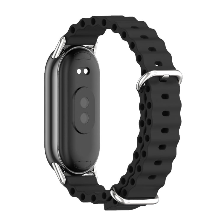 For Xiaomi Mi Band 8 / 9 / 9 NFC Mijobs Marine Silicone Breathable Watch Band(Black Silver) - Watch Bands by MIJOBS | Online Shopping South Africa | PMC TechLife | Buy Now Pay Later Mobicred