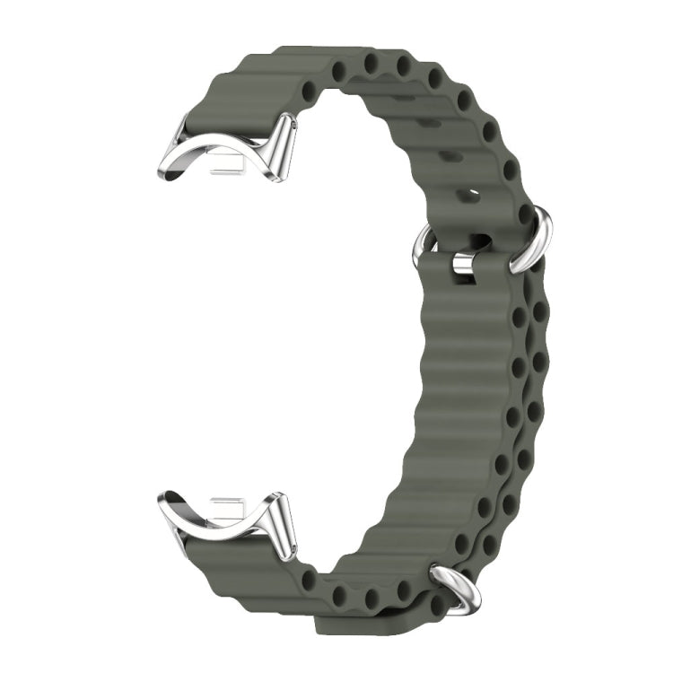 For Xiaomi Mi Band 8 / 9 / 9 NFC Mijobs Marine Silicone Breathable Watch Band(Khaki Green Silver) - Watch Bands by MIJOBS | Online Shopping South Africa | PMC TechLife | Buy Now Pay Later Mobicred