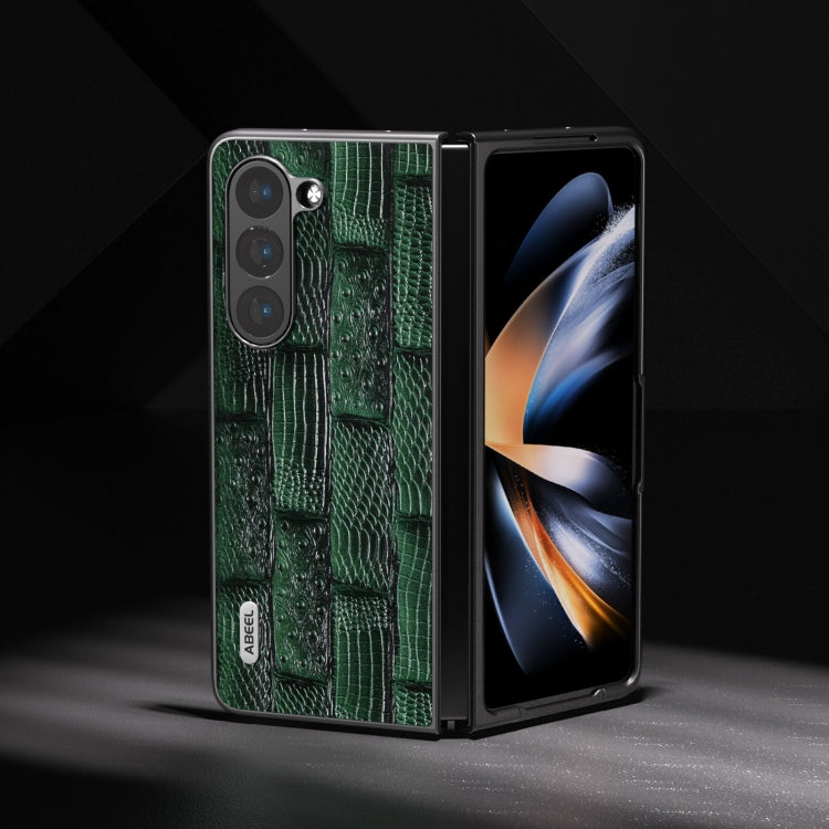 For Samsung Galaxy Z Fold5 ABEEL Genuine Leather Mahjong Texture Series Phone Case(Green) - free shipping - PMC TechLife - Order now!