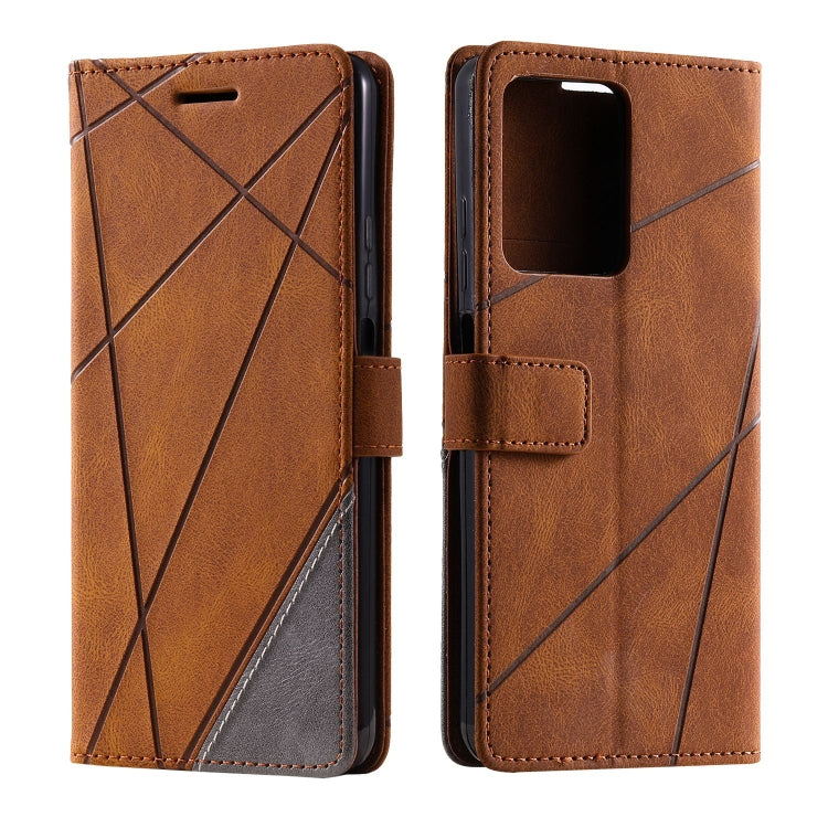 For Redmi Note 12 Pro 5G Global Skin Feel Splicing Horizontal Flip Leather Phone Case(Brown) - free shipping - PMC TechLife - Order now!