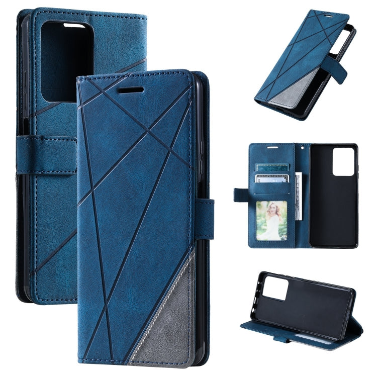 For Redmi Note 12 Pro+ Skin Feel Splicing Horizontal Flip Leather Phone Case(Blue) - free shipping - PMC TechLife - Order now!