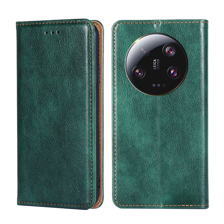 For Xiaomi 13 Ultra 5G Gloss Oil Solid Color Magnetic Leather Phone Case(Green) - free shipping - PMC TechLife - Order now!