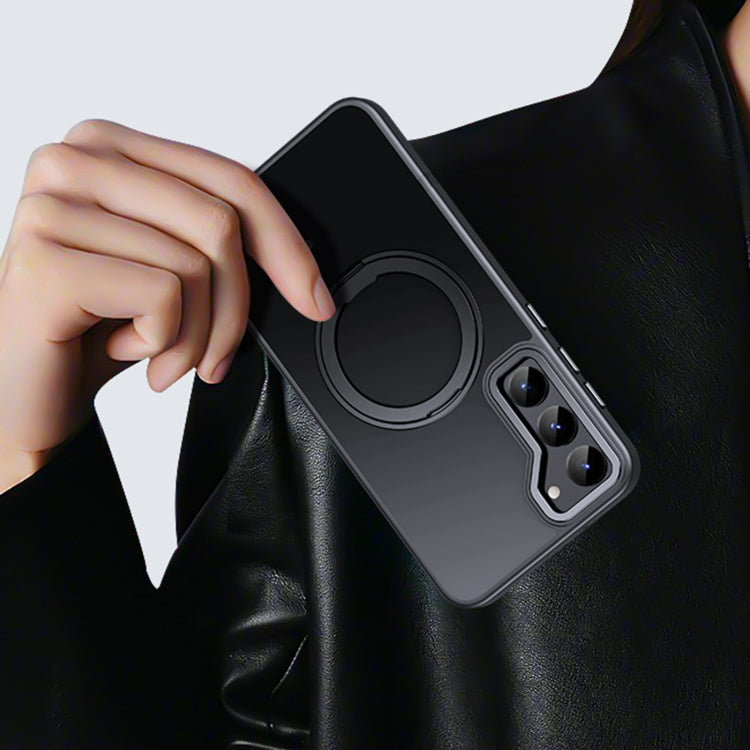 For Samsung Galaxy S23 5G 360 Rotating MagSafe Magnetic Skin Feel Phone Case(Black) - Galaxy S23 5G Cases by PMC TechLife | Online Shopping South Africa | PMC TechLife