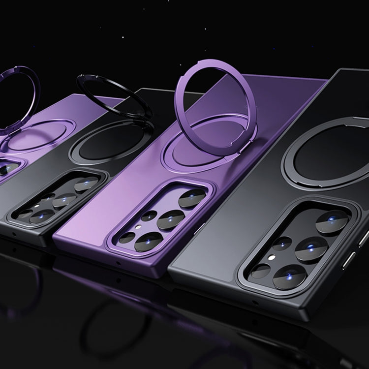 For Samsung Galaxy S23 Ultra 5G 360 Rotating MagSafe Magnetic Skin Feel Phone Case(Black) - Galaxy S23 Ultra 5G Cases by PMC TechLife | Online Shopping South Africa | PMC TechLife | Buy Now Pay Later Mobicred