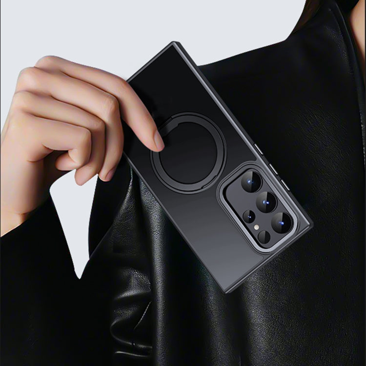 For Samsung Galaxy S23 Ultra 5G 360 Rotating MagSafe Magnetic Skin Feel Phone Case(Black) - Galaxy S23 Ultra 5G Cases by PMC TechLife | Online Shopping South Africa | PMC TechLife | Buy Now Pay Later Mobicred