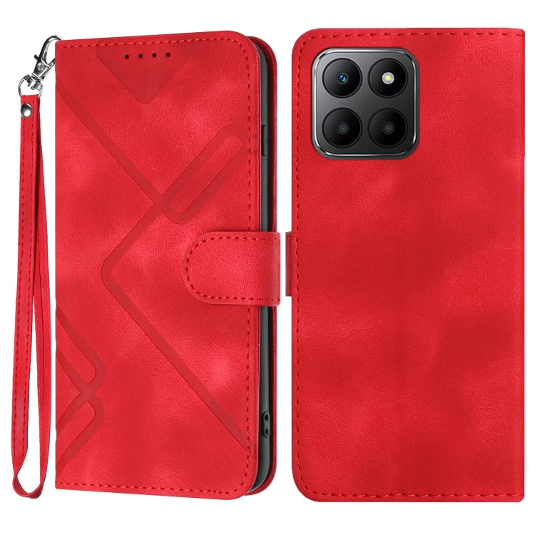 For Honor 70 Lite Line Pattern Skin Feel Leather Phone Case(Red) - free shipping - PMC TechLife - Order now!