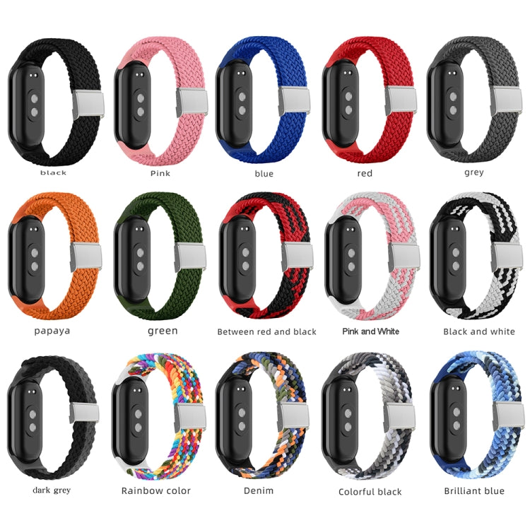 For Xiaomi Mi Band 8 Adjustable Nylon Braided Steel Buckle Watch Band(Colorful Black) -  by PMC TechLife | Online Shopping South Africa | PMC TechLife