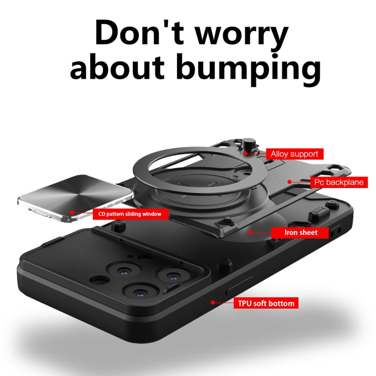 For iPhone 14 Pro CD Texture Sliding Camshield Magnetic Holder Phone Case(Purple) - free shipping - PMC TechLife - Order now!