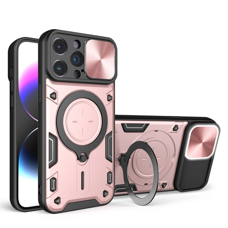 For iPhone 14 Pro Max CD Texture Sliding Camshield Magnetic Holder Phone Case(Pink) - free shipping - PMC TechLife - Order now!