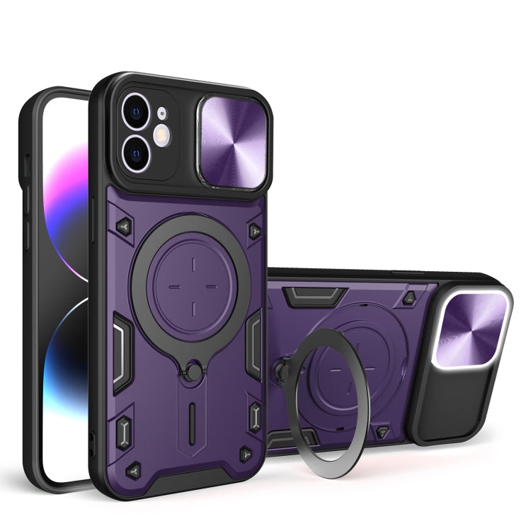 For iPhone 12 CD Texture Sliding Camshield Magnetic Holder Phone Case(Purple) - free shipping - PMC TechLife - Order now!