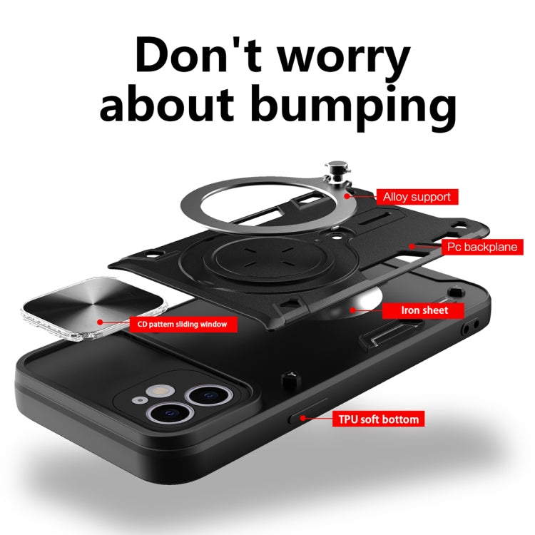 For iPhone 12 CD Texture Sliding Camshield Magnetic Holder Phone Case(Purple) - free shipping - PMC TechLife - Order now!