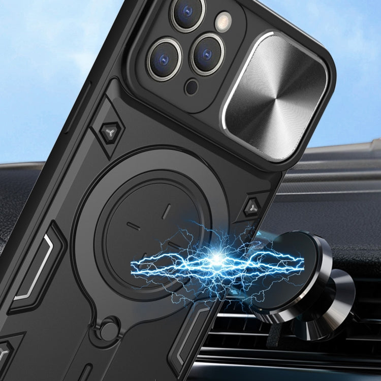 For iPhone 12 Pro CD Texture Sliding Camshield Magnetic Holder Phone Case(Purple) - free shipping - PMC TechLife - Order now!