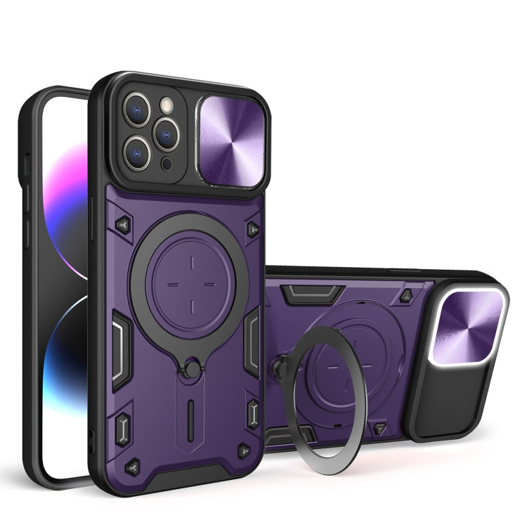 For iPhone 11 Pro CD Texture Sliding Camshield Magnetic Holder Phone Case(Purple) - free shipping - PMC TechLife - Order now!