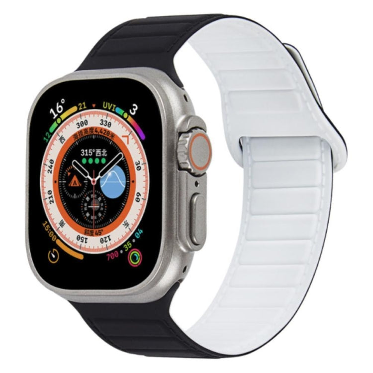 For Apple Watch 7 41mm Loop Magnetic Silicone Watch Band(Black White) - Watch Bands by PMC TechLife | Online Shopping South Africa | PMC TechLife