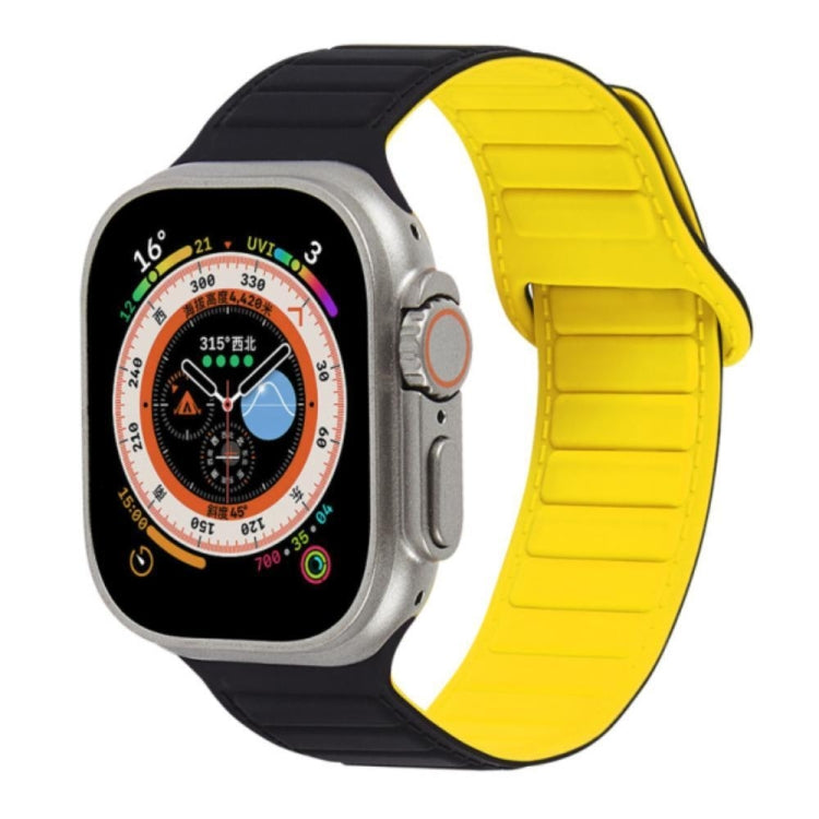 For Apple Watch 4 40mm Loop Magnetic Silicone Watch Band(Black Yellow) - Watch Bands by PMC TechLife | Online Shopping South Africa | PMC TechLife