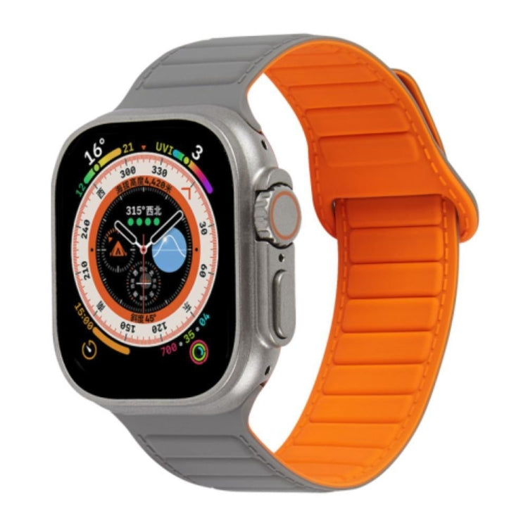 For Apple Watch 4 40mm Loop Magnetic Silicone Watch Band(Grey Orange) - Watch Bands by PMC TechLife | Online Shopping South Africa | PMC TechLife