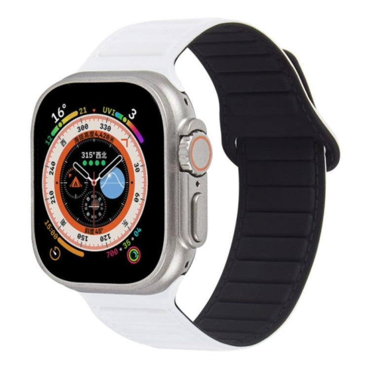 For Apple Watch 2 42mm Loop Magnetic Silicone Watch Band(White Black) - Watch Bands by PMC TechLife | Online Shopping South Africa | PMC TechLife
