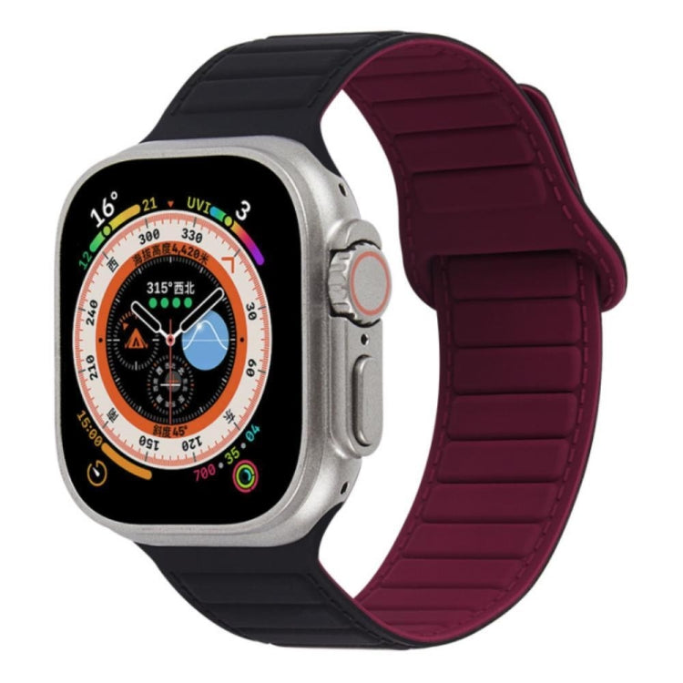 For Apple Watch 38mm Loop Magnetic Silicone Watch Band(Black Wine Red) - Watch Bands by PMC TechLife | Online Shopping South Africa | PMC TechLife