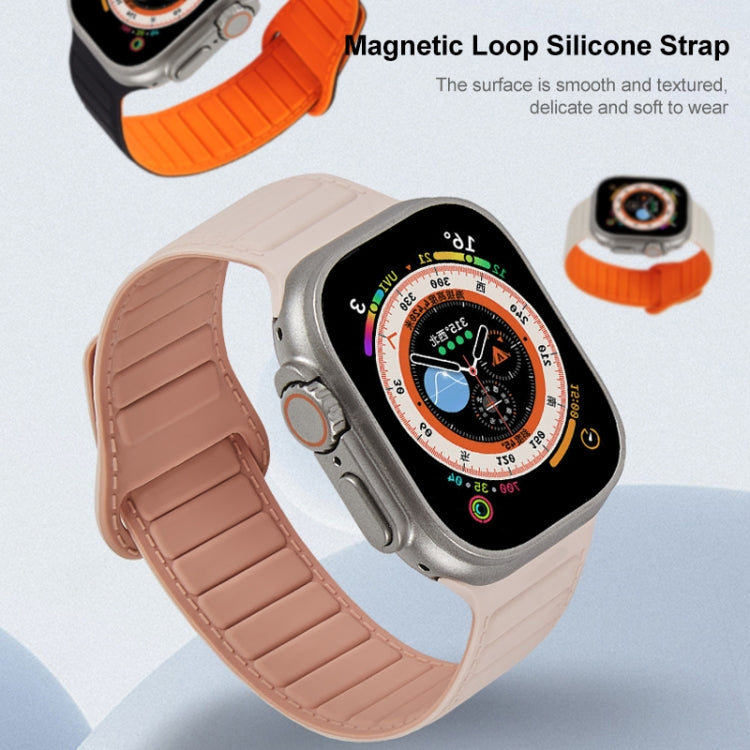 For Apple Watch 8 41mm Loop Magnetic Silicone Watch Band(Starlight Orange) - Watch Bands by PMC TechLife | Online Shopping South Africa | PMC TechLife