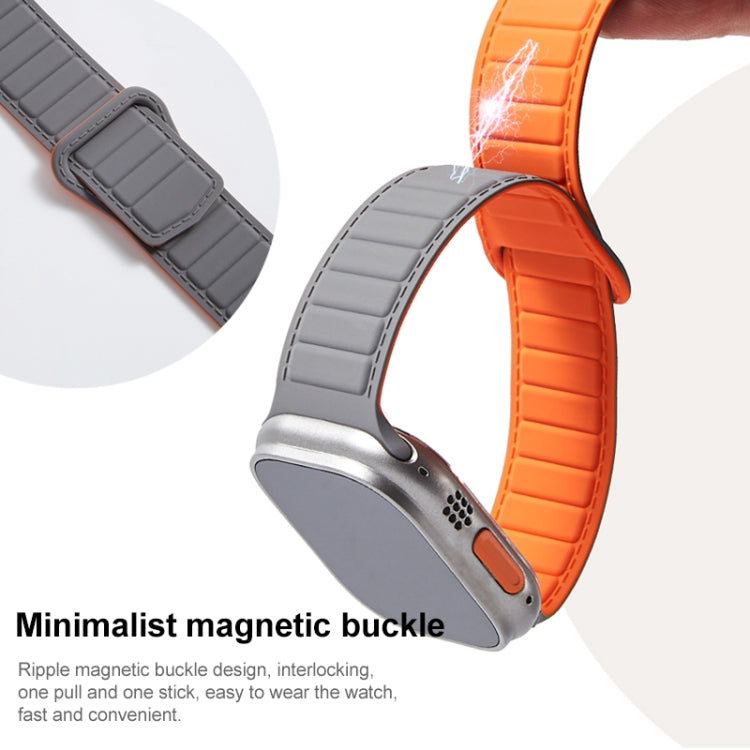 For Apple Watch 3 42mm Loop Magnetic Silicone Watch Band(Black Orange) - Watch Bands by PMC TechLife | Online Shopping South Africa | PMC TechLife
