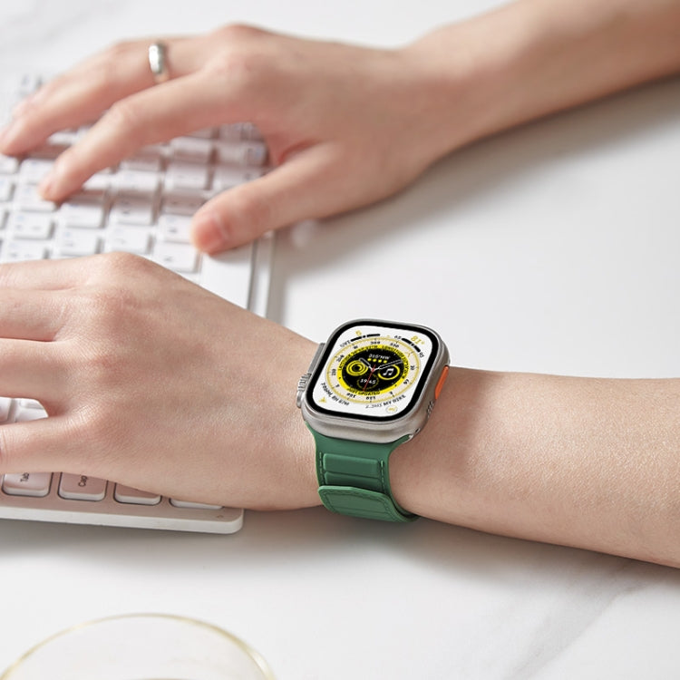 For Apple Watch Ultra 49mm Loop Magnetic Silicone Watch Band(Black Orange) - Watch Bands by PMC TechLife | Online Shopping South Africa | PMC TechLife