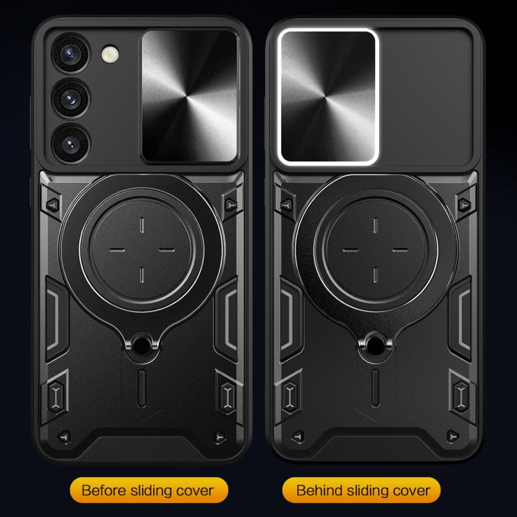 For Samsung Galaxy S23 5G CD Texture Sliding Camshield Magnetic Holder Phone Case(Black) - free shipping - PMC TechLife - Order now!
