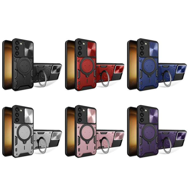 For Samsung Galaxy S23+ 5G CD Texture Sliding Camshield Magnetic Holder Phone Case(Silver) - free shipping - PMC TechLife - Order now!