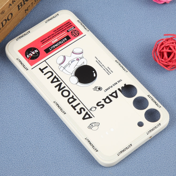 For Samsung Galaxy S21 Ultra 5G Astronaut Pattern Silicone Straight Edge Phone Case(Mars Astronaut-White) - free shipping - PMC TechLife - Order now!