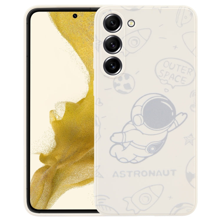 For Samsung Galaxy S21 Ultra 5G Astronaut Pattern Silicone Straight Edge Phone Case(Flying Astronaut-White) - free shipping - PMC TechLife - Order now!