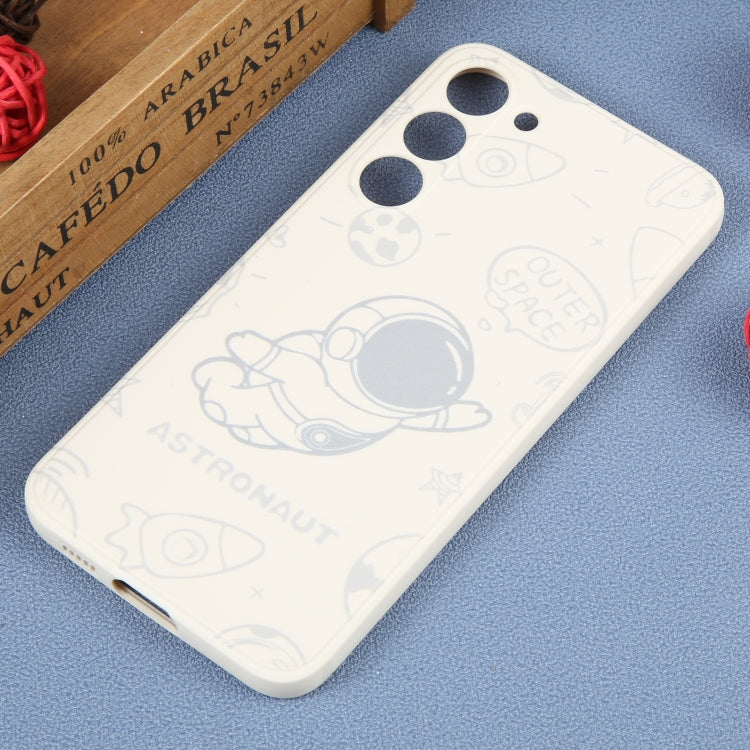 For Samsung Galaxy S21 Ultra 5G Astronaut Pattern Silicone Straight Edge Phone Case(Flying Astronaut-White) - free shipping - PMC TechLife - Order now!