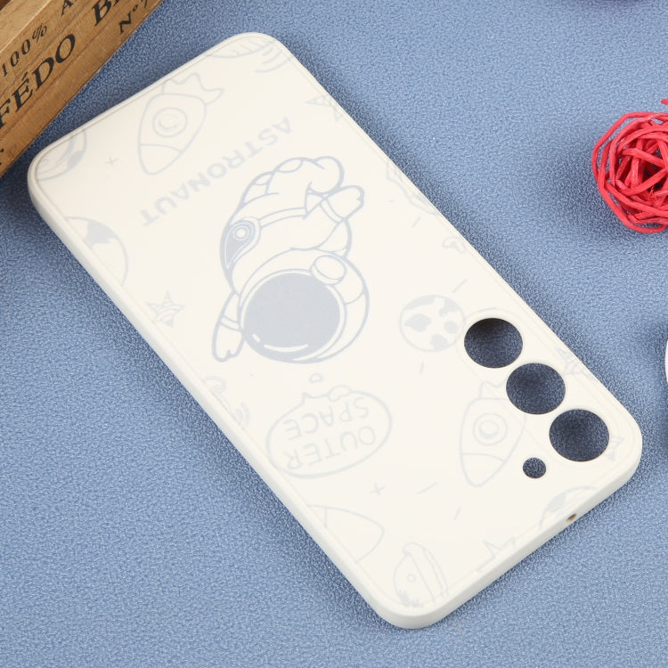For Samsung Galaxy S21 Ultra 5G Astronaut Pattern Silicone Straight Edge Phone Case(Flying Astronaut-White) - free shipping - PMC TechLife - Order now!