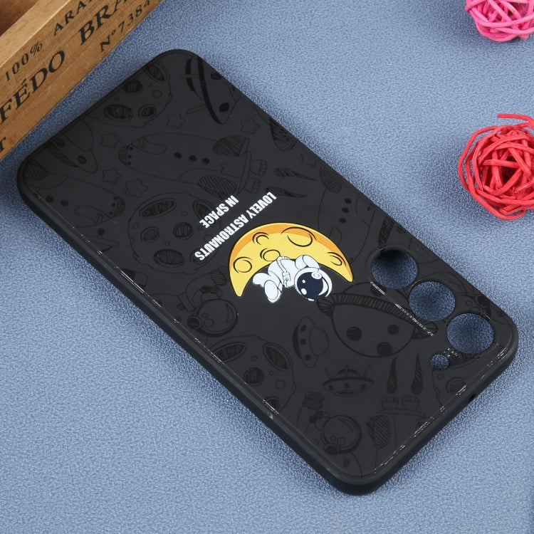 For Samsung Galaxy A91 Astronaut Pattern Silicone Straight Edge Phone Case(Lovely Astronaut-Black) - free shipping - PMC TechLife - Order now!