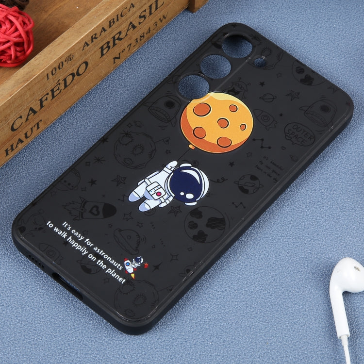 For Samsung Galaxy A73 5G Astronaut Pattern Silicone Straight Edge Phone Case(Planet Landing-Black) - free shipping - PMC TechLife - Order now!