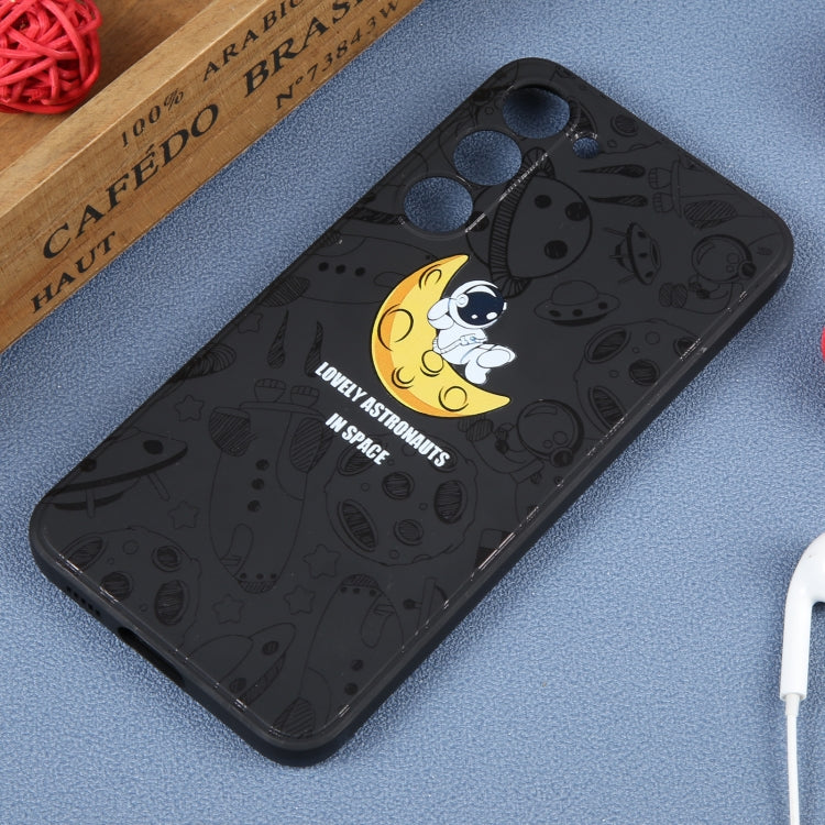 For Samsung Galaxy A22 4G Astronaut Pattern Silicone Straight Edge Phone Case(Lovely Astronaut-Black) - free shipping - PMC TechLife - Order now!