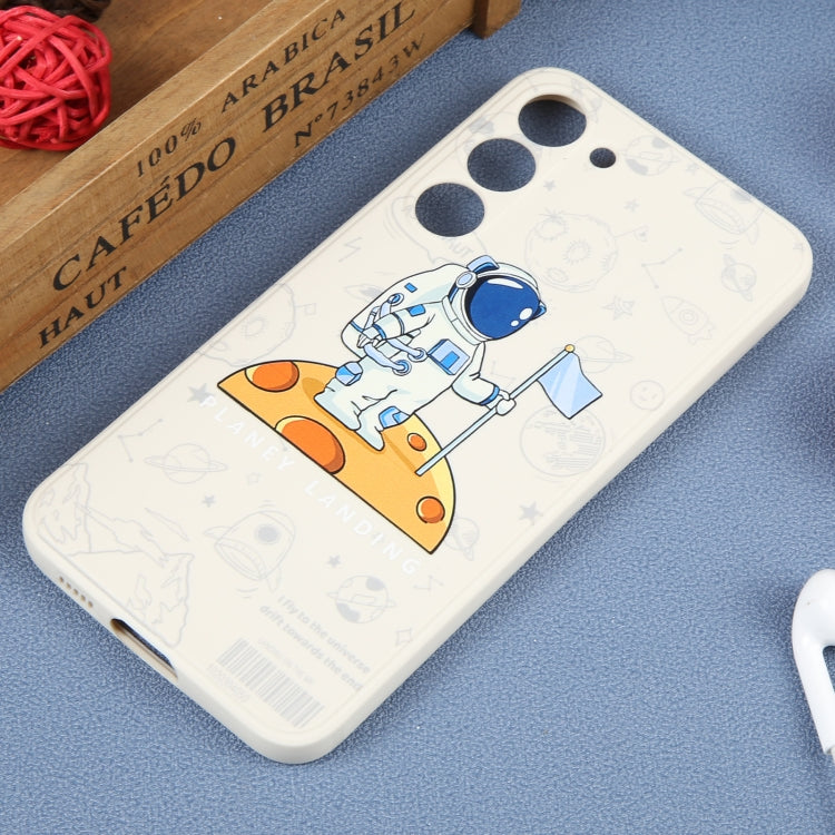 For Samsung Galaxy A22 4G Astronaut Pattern Silicone Straight Edge Phone Case(Planet Landing-White) - free shipping - PMC TechLife - Order now!