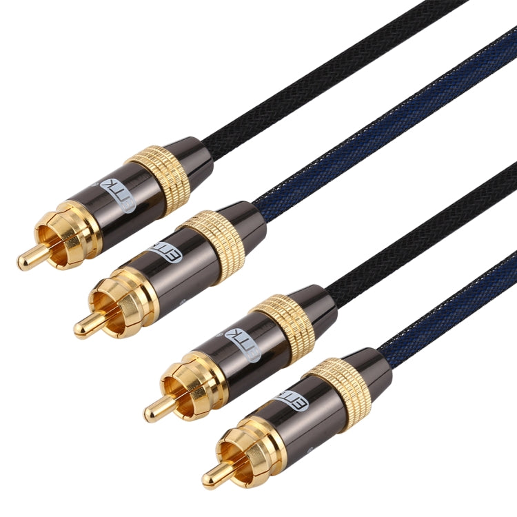 EMK 2 x RCA Male to 2 x RCA Male Gold Plated Connector Nylon Braid Coaxial Audio Cable for TV / Amplifier / Home Theater / DVD, Cable Length:5m(Black) - free shipping - PMC TechLife - Order now!