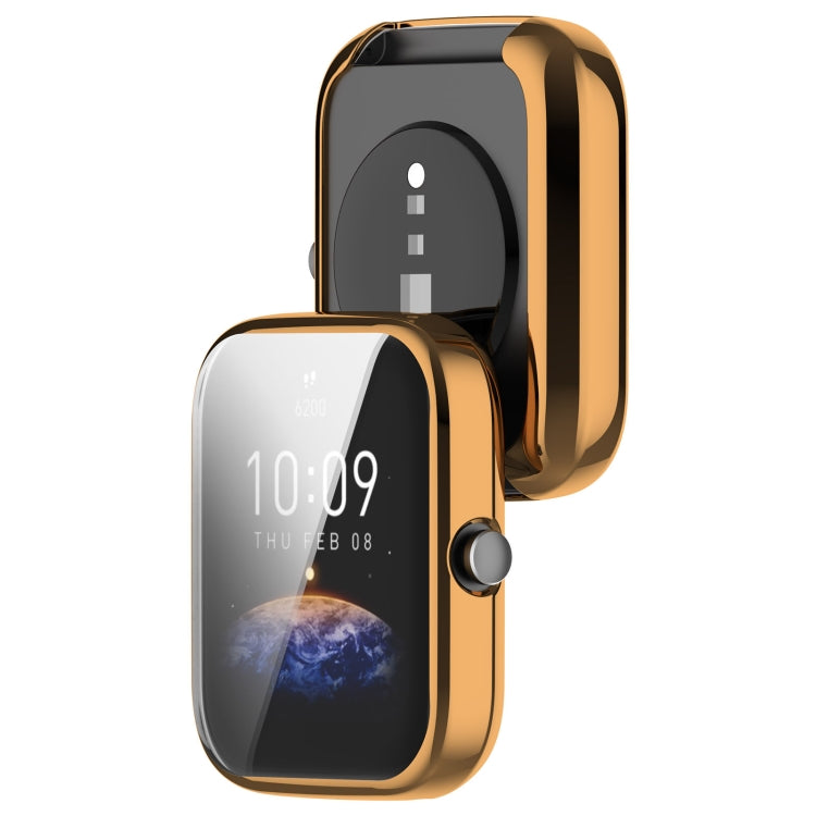 For Amazfit Bip 3 / Bip 3 Pro Universal Full Coverage TPU Electroplating Watch Protective Case(Rose Gold) - Watch Cases by PMC TechLife | Online Shopping South Africa | PMC TechLife