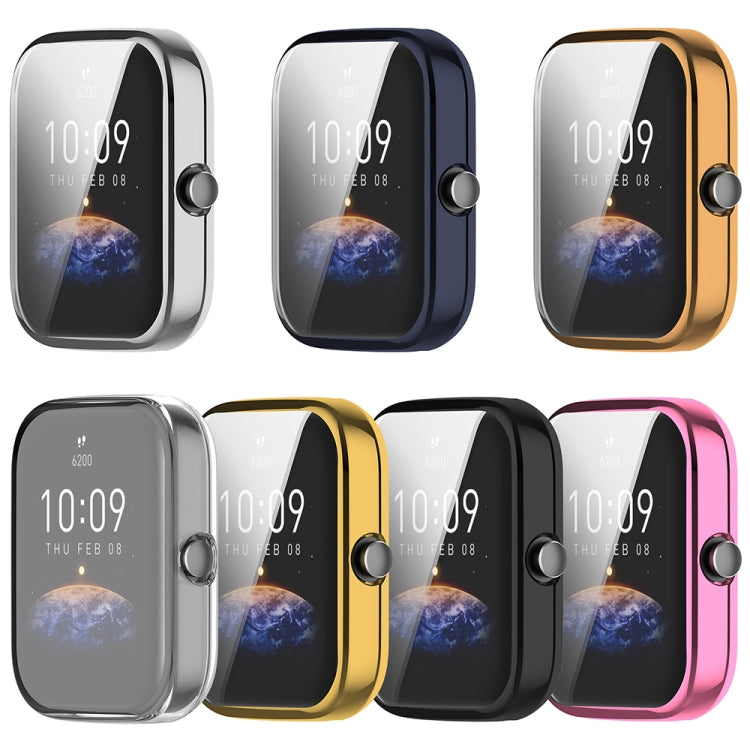 For Amazfit Bip 3 / Bip 3 Pro Universal Full Coverage TPU Electroplating Watch Protective Case(Pink) - Watch Cases by PMC TechLife | Online Shopping South Africa | PMC TechLife