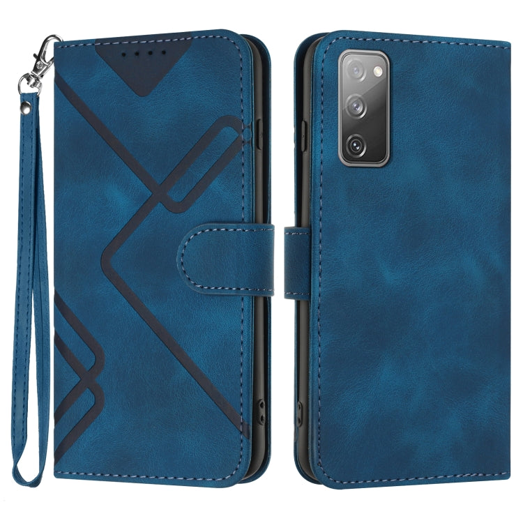 For Samsung Galaxy S20 FE Line Pattern Skin Feel Leather Phone Case(Royal Blue) - free shipping - PMC TechLife - Order now!