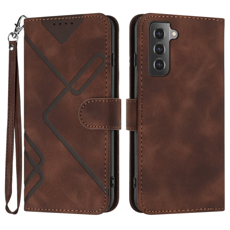 For Samsung Galaxy S21 5G Line Pattern Skin Feel Leather Phone Case(Coffee) - free shipping - PMC TechLife - Order now!