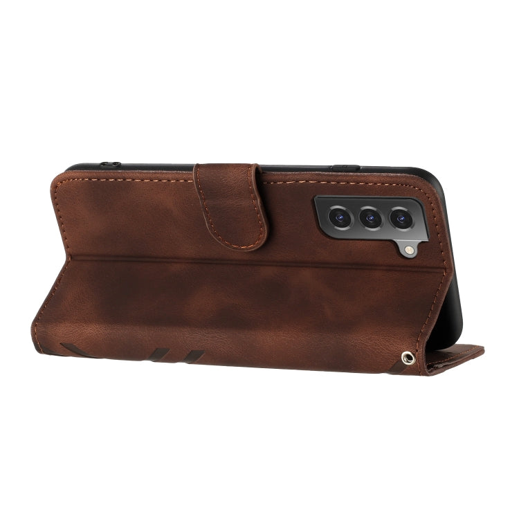 For Samsung Galaxy S21 5G Line Pattern Skin Feel Leather Phone Case(Coffee) - free shipping - PMC TechLife - Order now!