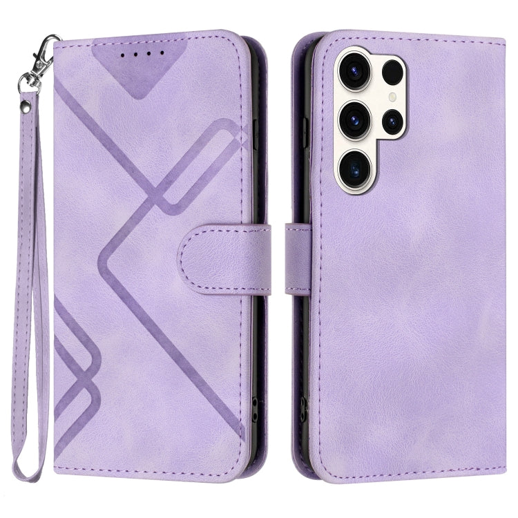 For Samsung Galaxy S23 Ultra 5G Line Pattern Skin Feel Leather Phone Case(Light Purple) - free shipping - PMC TechLife - Order now!