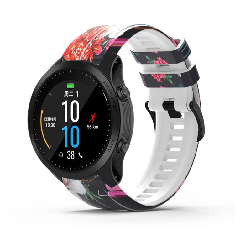 For Garmin Forerunner 965 / 955 / 945 / 935 Printing Quick Release Silicone Watch Band(Flower) - Watch Bands by PMC TechLife | Online Shopping South Africa | PMC TechLife