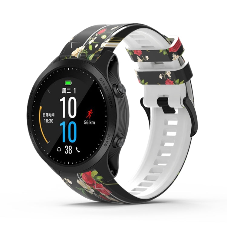 For Garmin Forerunner 965 / 955 / 945 / 935 Printing Quick Release Silicone Watch Band(Rose) - Watch Bands by PMC TechLife | Online Shopping South Africa | PMC TechLife