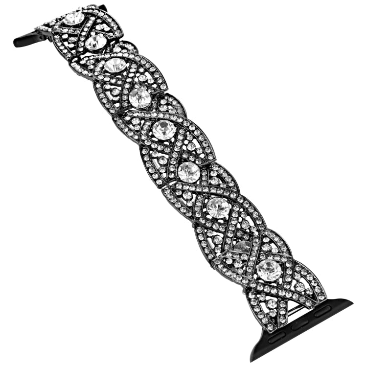 Diamonds Twist Metal Watch Band For Apple Watch 8 45mm(Black) - Watch Bands by PMC TechLife | Online Shopping South Africa | PMC TechLife
