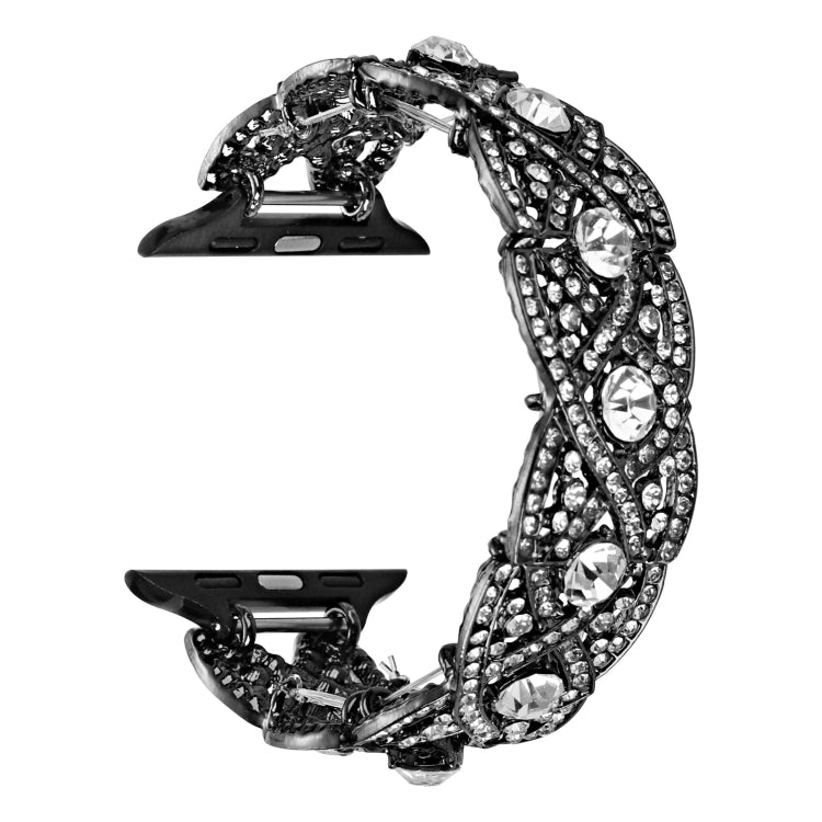 Diamonds Twist Metal Watch Band For Apple Watch 7 45mm(Black) - Watch Bands by PMC TechLife | Online Shopping South Africa | PMC TechLife