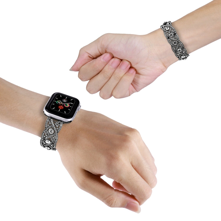 Diamonds Twist Metal Watch Band For Apple Watch 6 40mm(Black) - Watch Bands by PMC TechLife | Online Shopping South Africa | PMC TechLife